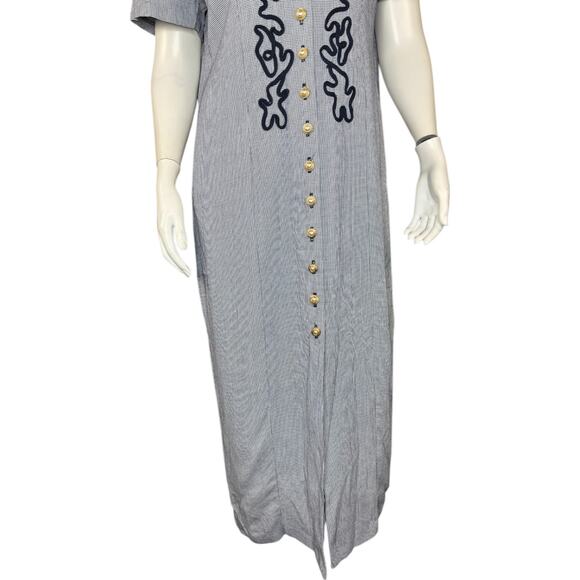 Ultra Dress New York Womens 12 Maxi Dress Navy White Houndstooth Vintage - Picture 7 of 12